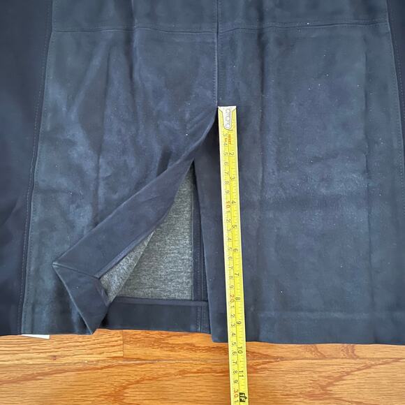 Theory Suede Ponte Side Paneled Midi Length Sheath Dress Womens 8 Navy Casual - Picture 12 of 12